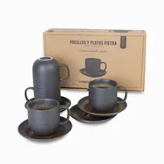 AMBIENTE GOURMET - Pocillo y plato pietra 350 ml setx4