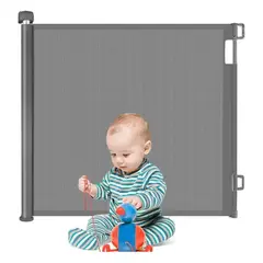 FRAGOLA KIDS - Puerta Retráctil Seguridad Bebe Mascota Extensible 1.4 Mts Gris