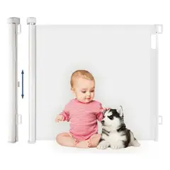 FRAGOLA KIDS - Puerta Retráctil Seguridad Bebe Mascota Extensible 1.4 Mts Blanca