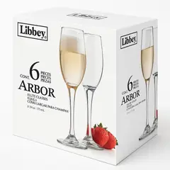 LIBBEY - JUEGO DE 6 COPAS FLAUTA ARBOR 170ML