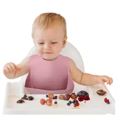 OEM - Set de Vajilla Cubiertos Silicona Para Bebé 6 Piezas Babero