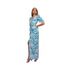 MARAMAR - VESTIDO AZUL LARGO CON ABERTURA