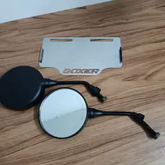 GENERICO - Par de Espejos retrovisores Boxer ct100-Bm-S mas Porta placa boxer cromo