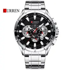 CURREN - Reloj 8363 Cronógrafo Para Hombre Plateado Negro