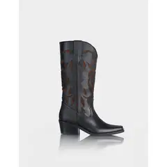 STIVALI - Bota Texana Queenrose Negro x Canela