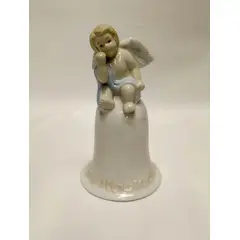 USA - Campana De Mano Antigua De Angel En Porcelana