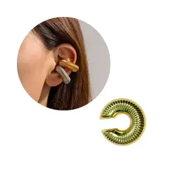GENERICO - Earcuff Arete Solitario Chunky Rizado Dorado 3cm - Unidad