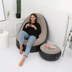 GENERICO - Sillón Inflable sofá portatil 2 en 1 plegable reposa pies marron