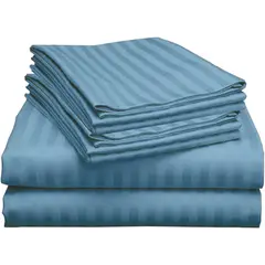 GENERICO - Juego De Sabanas QUEEN 30cm Celeste - Planchado Permanente 600h