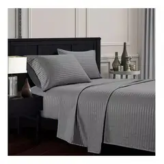 SALOMON - Juego De Sabanas QUEEN 30cm Gris - Planchado Permanente 600h