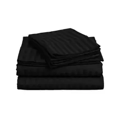 GENERICO - Juego De Sabanas KING 30cm negro - Planchado Permanente 600h