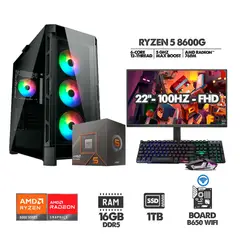 AMD - PC GAMER RYZEN 5 8600G - 16GB RAM - SSD 1TB -B650 WIFI + MONITOR 22