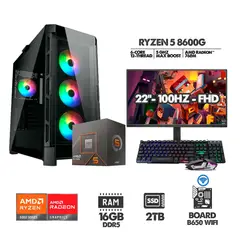AMD - PC GAMER RYZEN 5 8600G - 16GB RAM - SSD 2TB - B650 WIFI + MONITOR 22