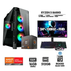 AMD - PC GAMER RYZEN 5 8600G - 16GB RAM - SSD 512GB - B650 WIFI + MONITOR 24 120HZ