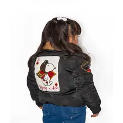 ALMA DE AVIADOR - Chaqueta M2 Infantil Niña Negro Snoopy