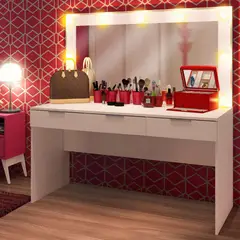 MADESA - Tocador de Camerino Carly con 3 Cajones Sin Espejo Blanco