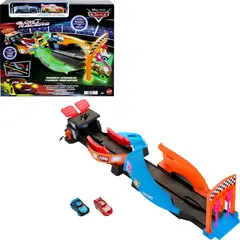 CARS - Pista Disney Con Luces Glow Racers Set lanza y cruza