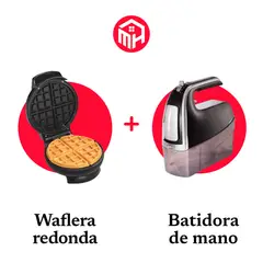 HAMILTON BEACH - Waflera Redonda tipo Belga y Batidora electrica de Mano