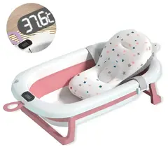AMERICAN GENERICS - Bañera Plegable Para Bebes 3 En 1 Con Cojin Malla Termometro
