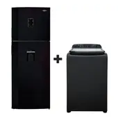 HACEB - Combo Familia XL: Nevera 448 Lts Negro cósmico Inverter + Lavadora IVY 18 Kg Panel Digital