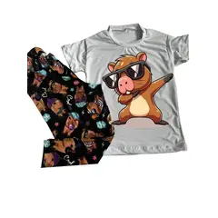 BRYKE - Pijama Niño Capibara Piel de durazno pantalon negro