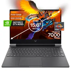 HP - Portátil Gamer Victus AMD Ryzen 7 RAM 32GB SSD 512GB RTX4050 6GB FHD156 144Hz Gamer