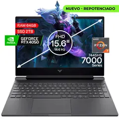 HP - Portátil Gamer Victus AMD Ryzen 7 RAM 64GB SSD 2TB RTX 4050 6GB 144Hz