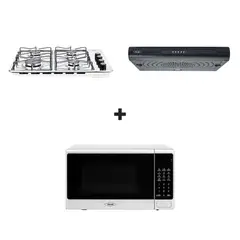 HACEB - Combo Estufa de empotrar 60x43cm GN + Campana Tofu + Horno microondas 07lts Plata
