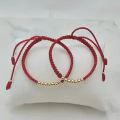 DIBESENSI JOYERIA - Combo 2 Pulseras Tejido Macramé En Balin Liso 4mm De ORO LAMINADO 18K