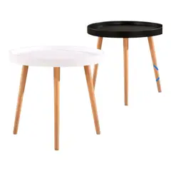 GENERICO - MESA AUXILIAR REDONDA PEQUEÑA BLANCA O NEGRA 49 x 44 cm