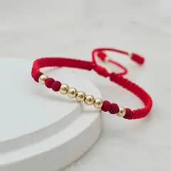 DIBESENSI JOYERIA - Pulsera Neo-Balin Tejido Macramé En Balin Liso 4mm De ORO LAMINADO 18K
