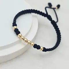 DIBESENSI JOYERIA - Pulsera Neo-Balin Tejido Macramé En Balin Liso 4mm De ORO LAMINADO 18K