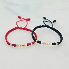 DIBESENSI JOYERIA - Combo 2 Pulseras En Macramé Neo-Balin Liso 4mm De ORO LAMINADO 18K