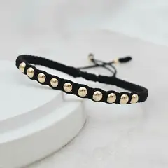 DIBESENSI JOYERIA - Pulsera Macramé Continuo En Balin Liso 4mm De ORO LAMINADO 18K