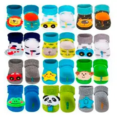 BABY KDS - Set medias peluche x 12 para niño / bebe - multicolor