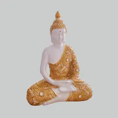 GENERICO - Buda Meditando Blanco con Dorado