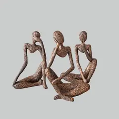 GENERICO - Trio de Siluetas Pensantes Negro con Cobre