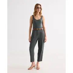 SEVEN SEVEN - Pantalón Sastre Con Cinturón Para Mujer Verde