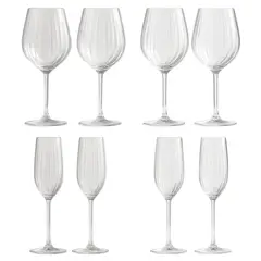 LIBBEY - Set x8 Copas Plissé Vino Blanco 380 ml y Champagne 210 ml