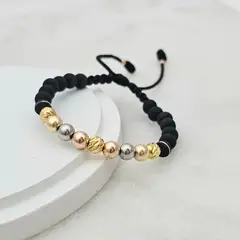 DIBESENSI JOYERIA - Pulsera Neo Balin italy liso 6mm tricolor De ORO LAMINADO 18K
