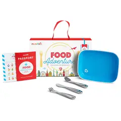 MUNCHKIN - Set de Comida Splash para Niños Plato y Utensilios de Acero