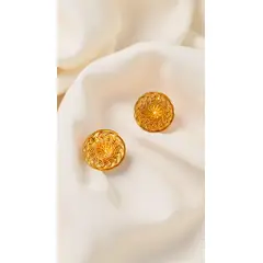 GENERICO - Aretes filigrana en bronce con baño en oro de 24 kt - Huellas de Amor