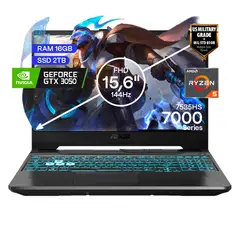 ASUS - Portátil Gamer TUF AMD Ryzen 5 RAM 16GB SSD 2TB RTX3050 4GB FHD156 144Hz Gamer