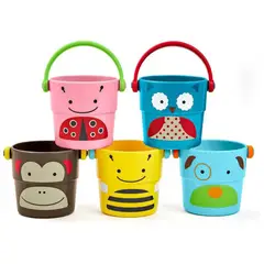 SKIP HOP - Juguetes de baño para bebés cubos apilables y de vertido Zoo