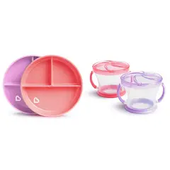 MUNCHKIN - Platos divididos antideslizantes Munchkin® y taza snack 2 pzs