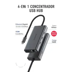 GENERICO - Multipuerto USB C Adaptador 3.2 con HDMI 4K 60Hz Ethernet 100W MacBook
