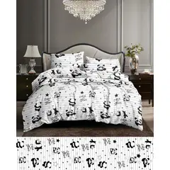 SIRENITAS - Juego de sabanas Cama Semidoble Blanco Oso Panda