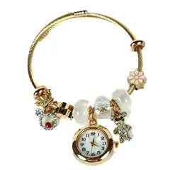 DAYOSHOP - Reloj pulsera acero inoxidable dorada oso- con estuche
