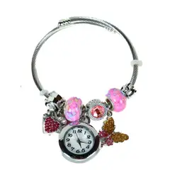 DAYOSHOP - Reloj pulsera acero inoxidable plata mariposa rosa- con estuche