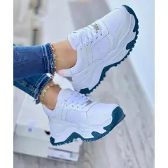 NACIONAL - Tenis Blanco Azul Dama Zapatillas Zapatos Mujer Lindos Moda Casual